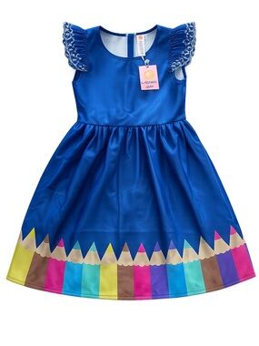 NWT Mia Belle Girls Blue Colored Pencil Dress Boutique Size 10